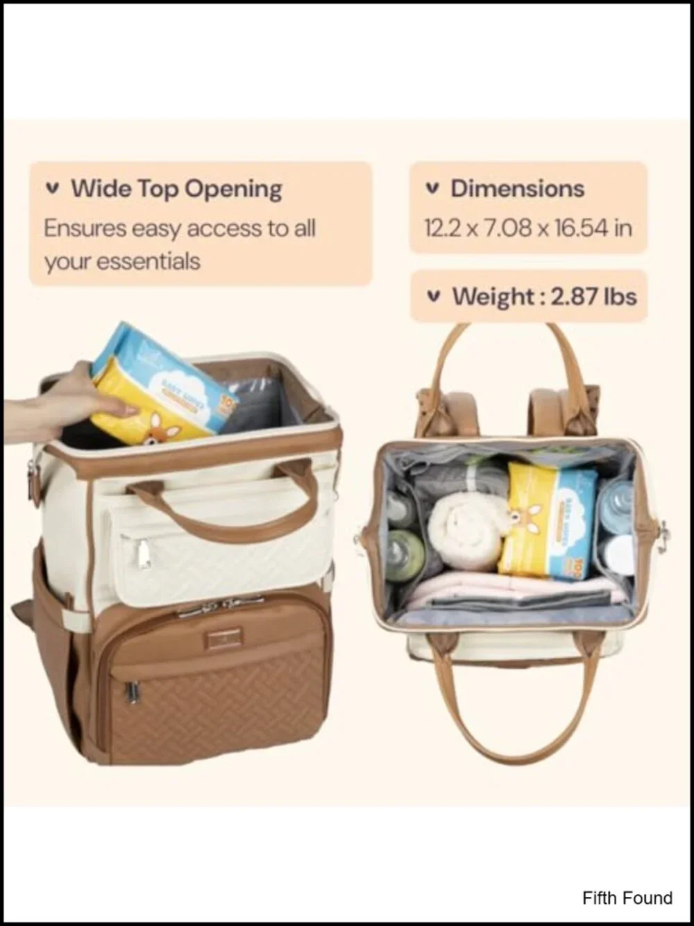 Leather Diaper Bag Backpack with Changing Pad & Stroller Straps